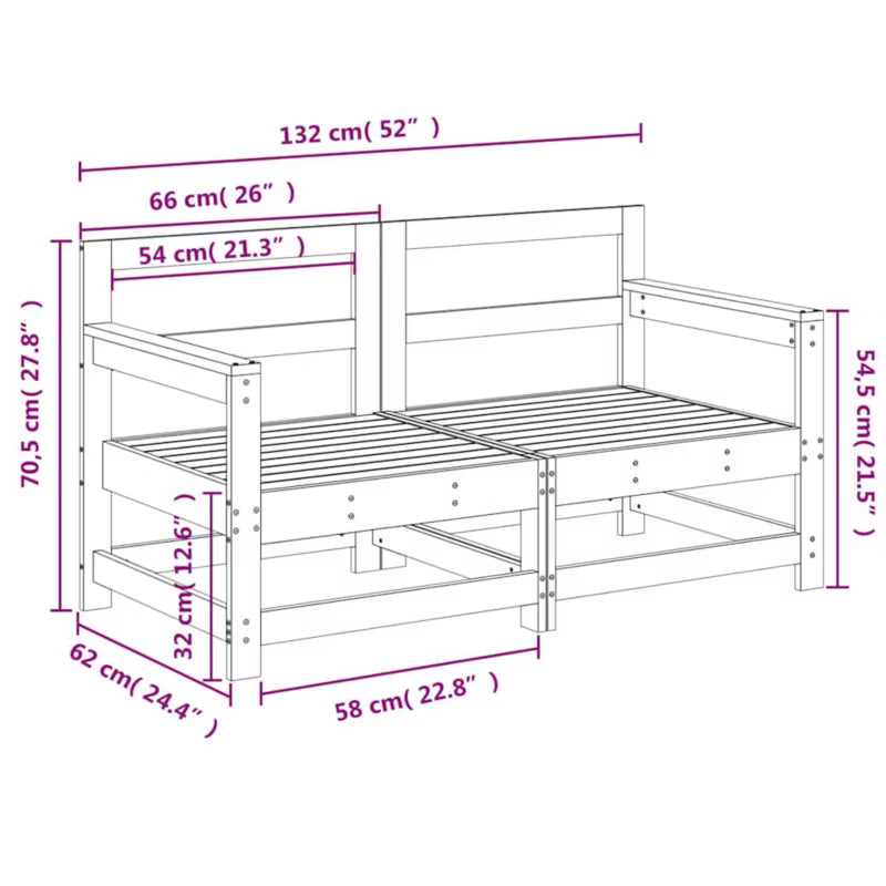 Havesofa 62x66x70,5 cm Brun 2 Stk.