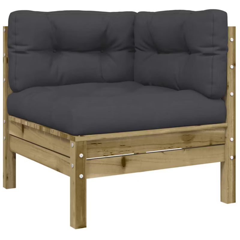 Havesofa 63x63 cm Fyrretræ Brun med Hynder