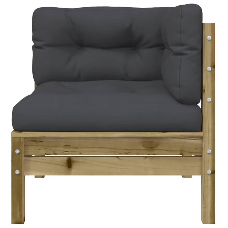 Havesofa 63x63 cm Fyrretræ Brun med Hynder