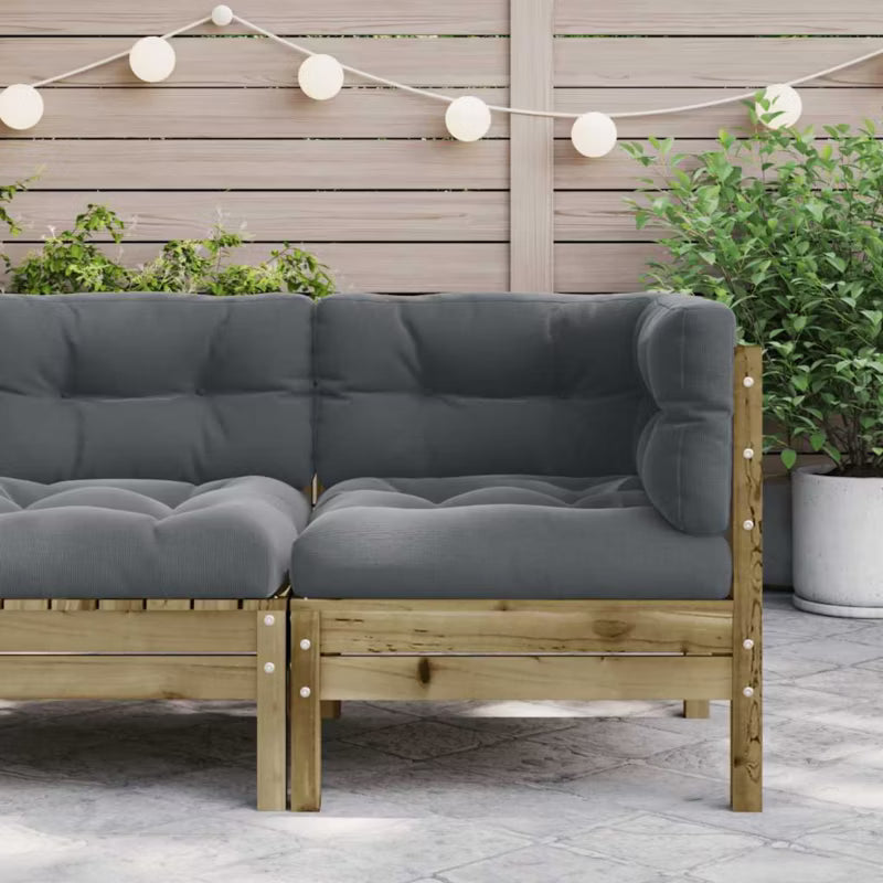 Havesofa 63x63 cm Fyrretræ Brun med Hynder
