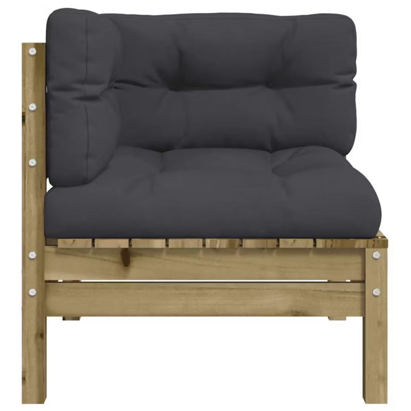 Havesofa 63x63 cm Fyrretræ Brun med Hynder