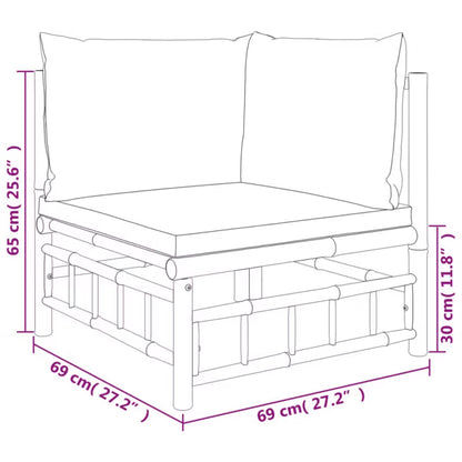 Havesofa 69x69 cm Bambus Brun med Hynder 2 Stk.