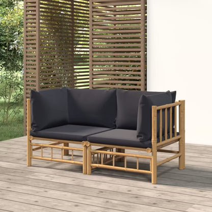 Havesofa 69x69 cm Bambus Brun med Hynder 2 Stk.