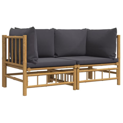 Havesofa 69x69 cm Bambus Brun med Hynder 2 Stk.