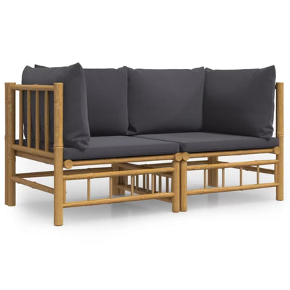 Havesofa 69x69 cm Bambus Brun med Hynder 2 Stk.