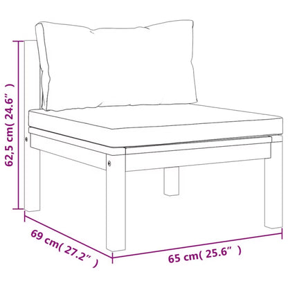 Havesofa Akacie 65x69x62,5 cm Brun med Hynder