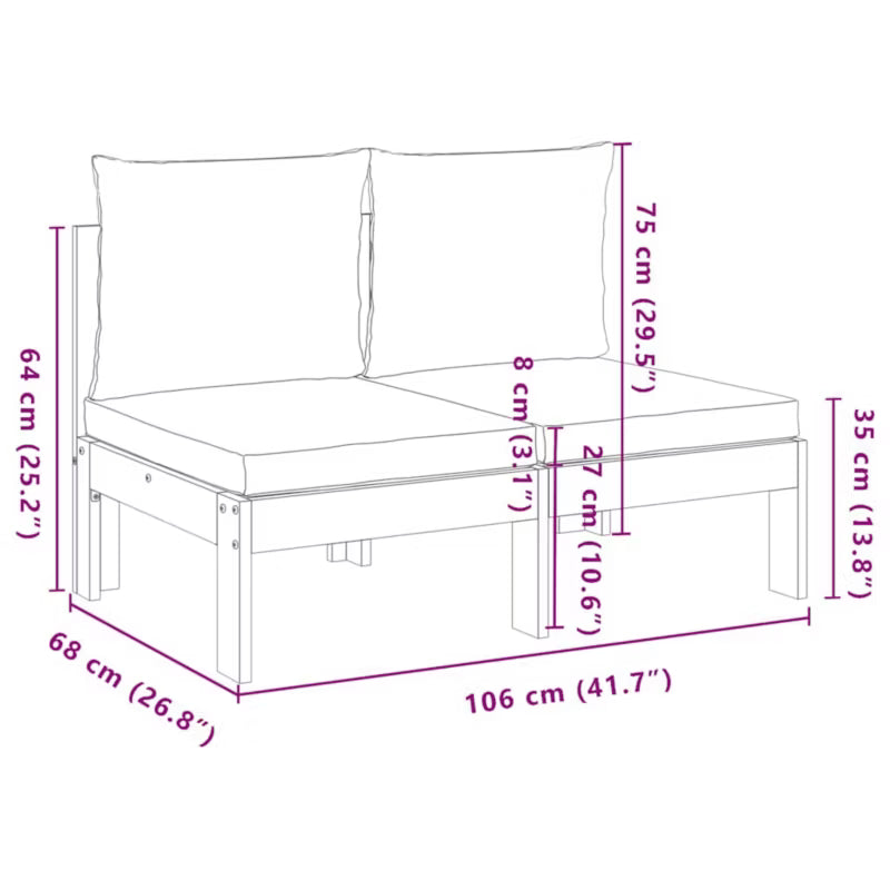 Havesofa Akacietræ 106x68 cm Brun med Hynder