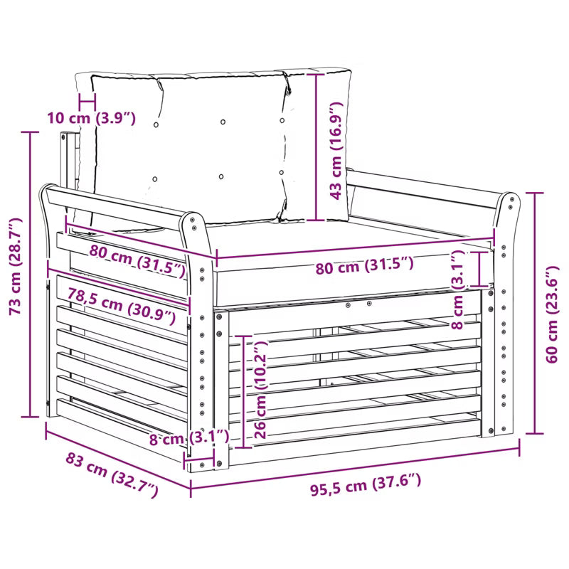 Havesofa Akacietræ 79x79 cm Grå