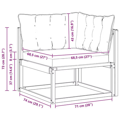 Havesofa Akacietræ 83x83 cm Hvid med Hynder