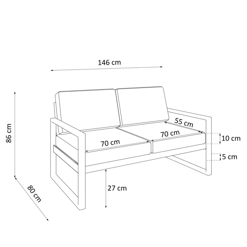 Havesofa Alicante 146x80 cm