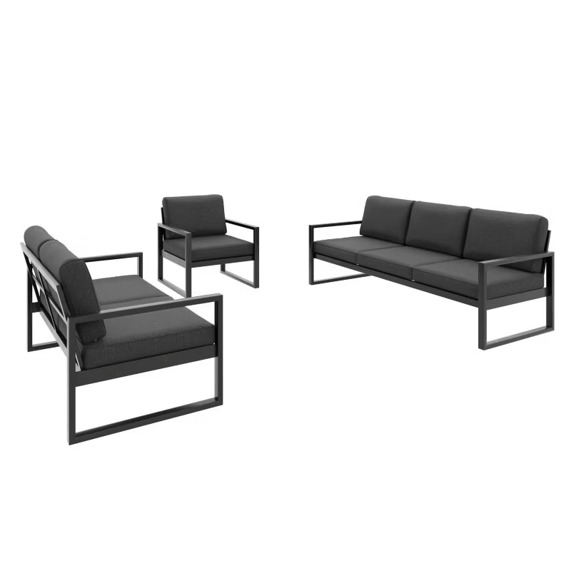 Havesofa Alicante 2-Personers Grafit med Sorte Ben
