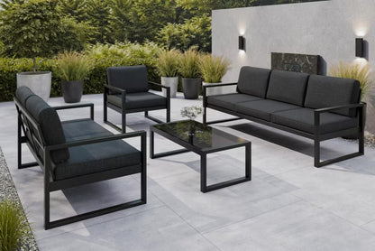 Havesofa Alicante 2-Personers Grafit med Sorte Ben