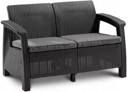 Havesofa CORFU LOVE 128x79x79 cm Grafitgrå
