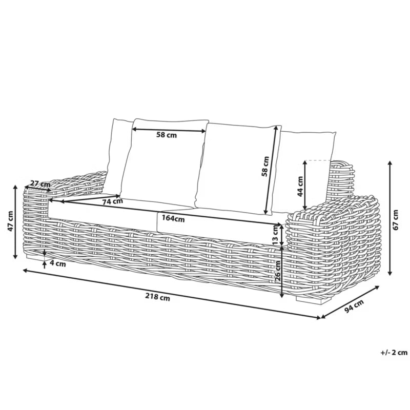 Havesofa Forli 3-Personers Natur Rattan Brun