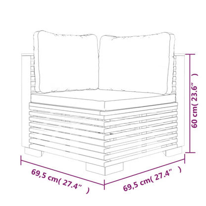Havesofa Hjørnemodul 70x70 cm Teaktræ Brun 2 Stk.