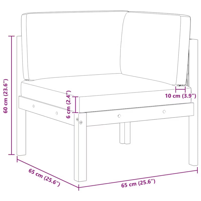 Havesofa Hjørnemodul Akacie 65x65 cm Brun