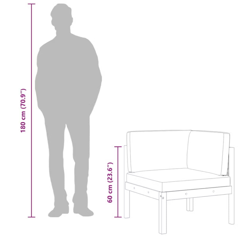 Havesofa Hjørnemodul Akacie 65x65 cm Brun
