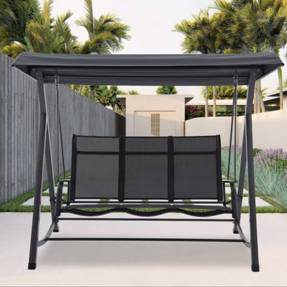Havesofa Melania 3-Personers 181 cm Sort Stål Aluminium