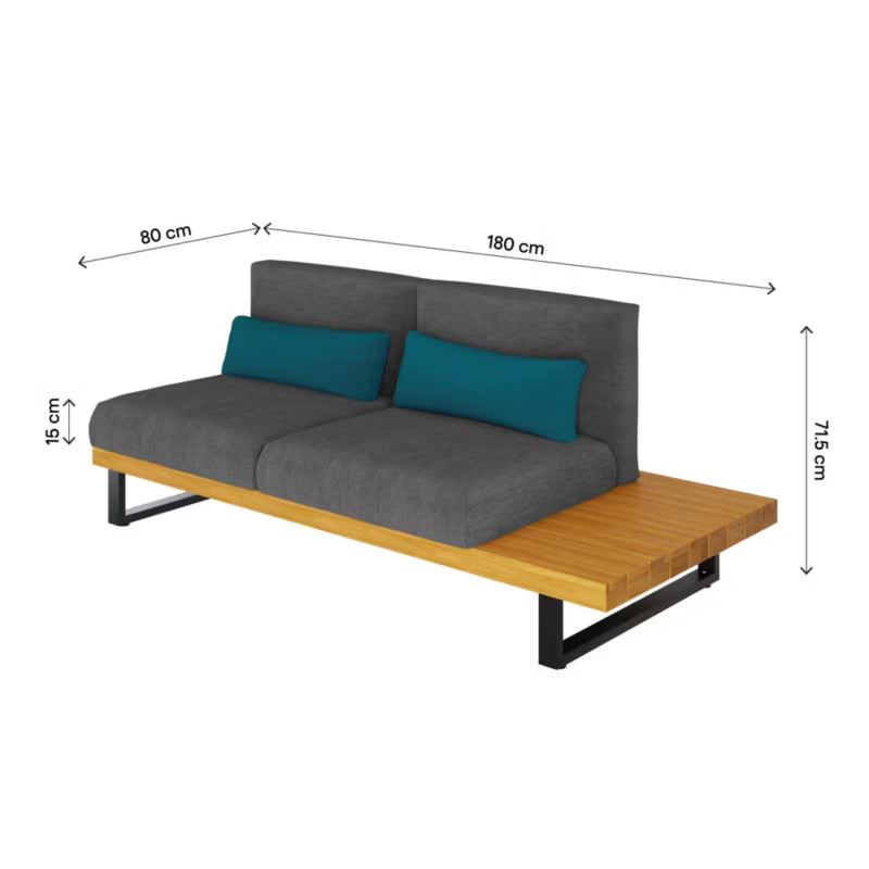 Have sofa Moala 2-Personers 180x80 cm Mørkegrå Aluminium