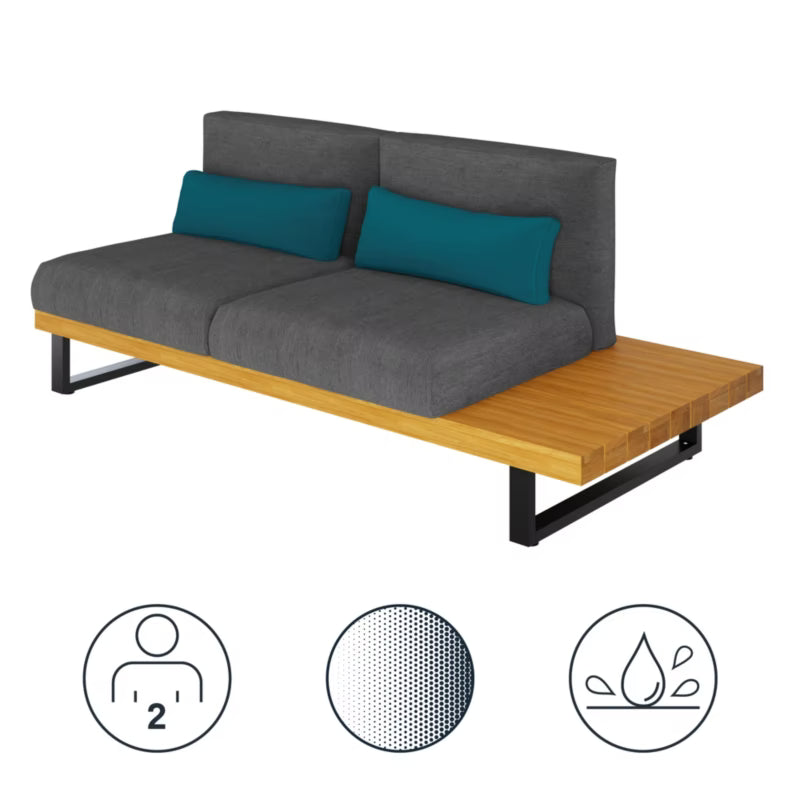 Have sofa Moala 2-Personers 180x80 cm Mørkegrå Aluminium