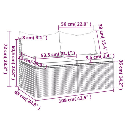 Havesofa Modul Poly疏rattan 54x63 cm Sort 2 Stk.