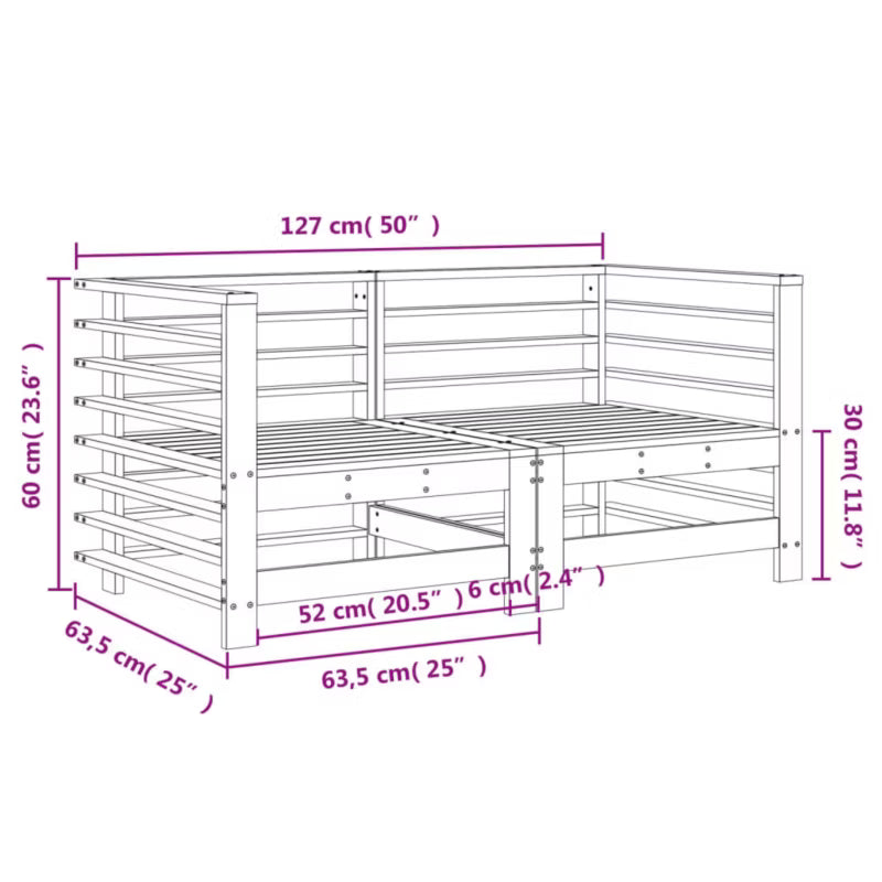 Havesofa Modul WM-825635 63,5x63,5 cm Brun Fyrretræ 2 Stk.