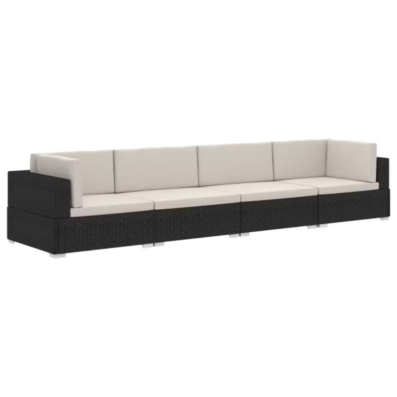 Havesofa Modulær Poly简rattan 280x70x54 cm Sort WM-47268