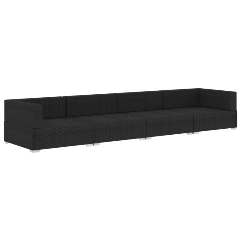 Havesofa Modulær Poly简rattan 280x70x54 cm Sort WM-47268