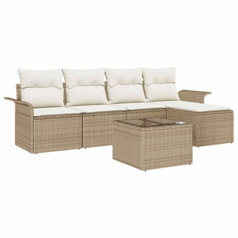Havesofa Modulopbygget Beige Poly呼rattan med Hynder