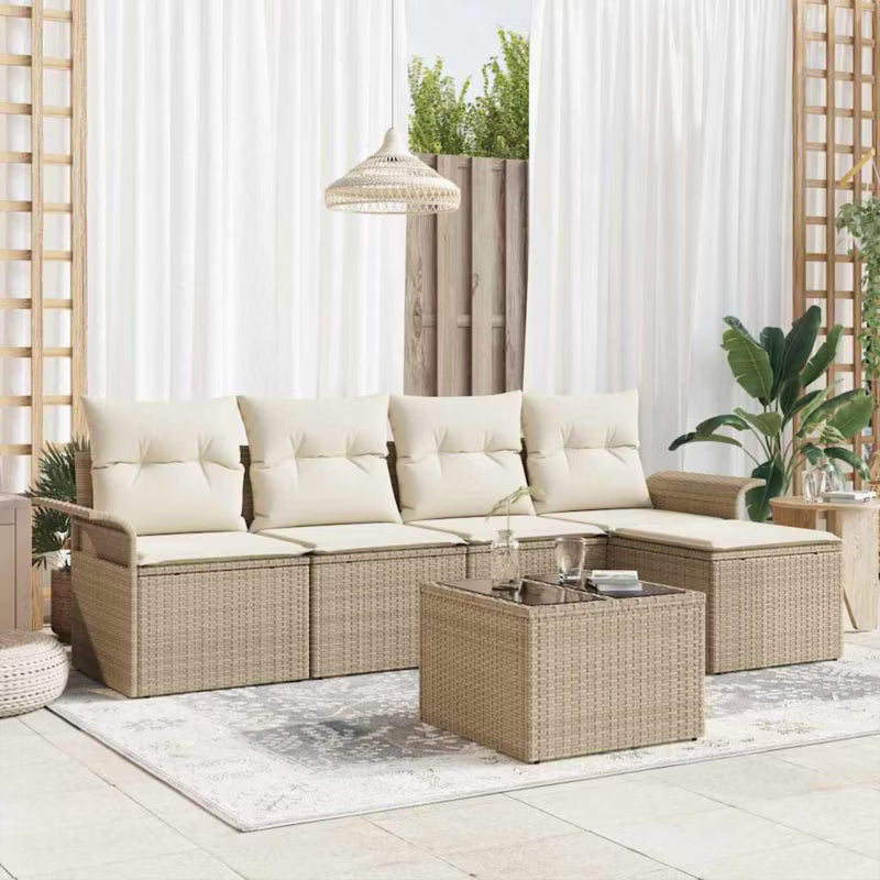 Havesofa Modulopbygget Beige Poly呼rattan med Hynder