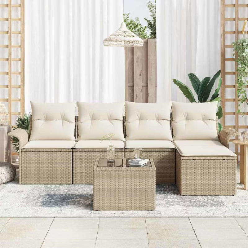 Havesofa Modulopbygget Beige Poly呼rattan med Hynder
