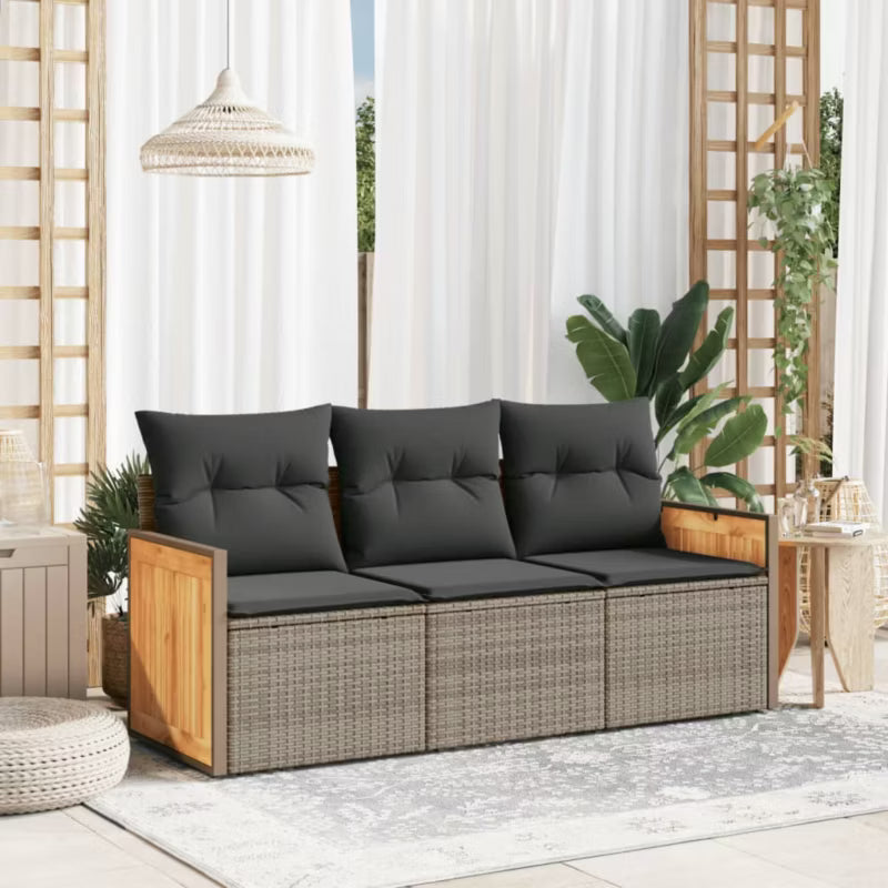 Havesofa Modulopbygget Polybamus Grå med Hynder