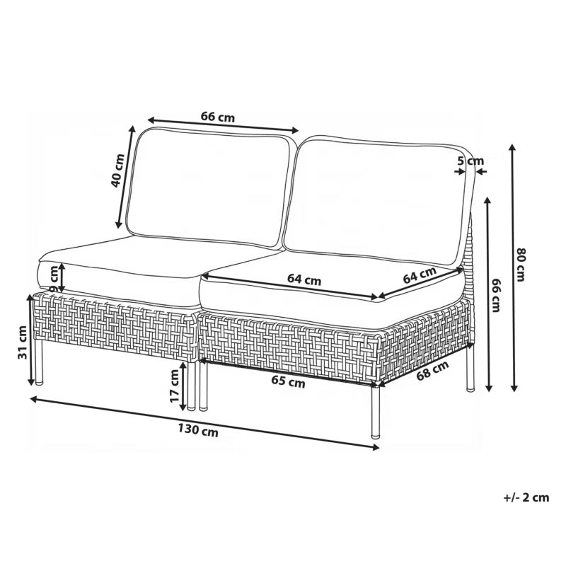 Havesofa Omegana 130x68 cm Lys Beige Technorattan