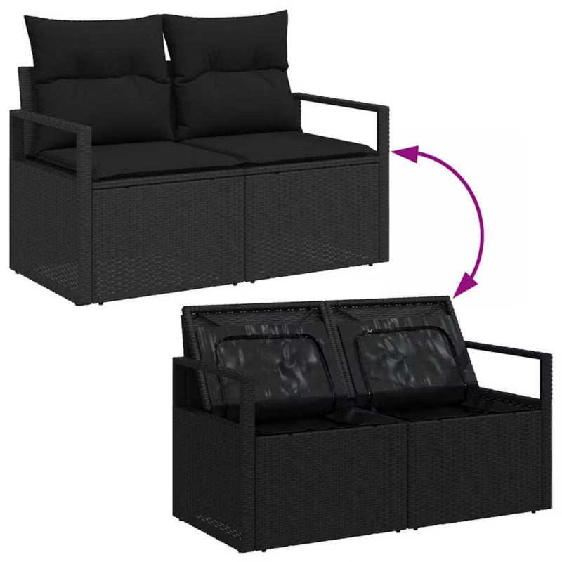 Havesofa Polybam 120x62 cm Sort med Hynder
