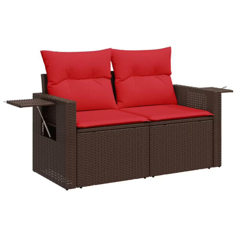 Havesofa Polybambrus 124x62 cm Brun med Hynder