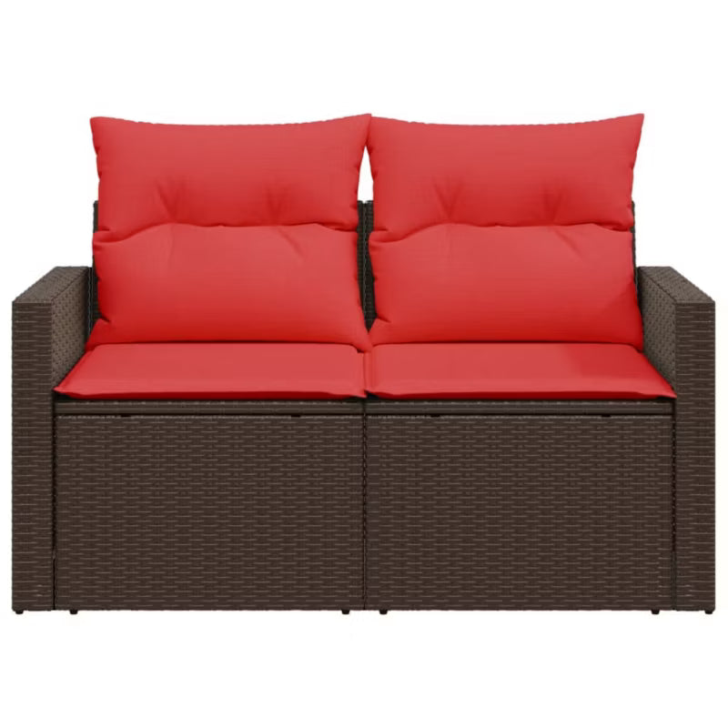 Havesofa Polybambrus 124x62 cm Brun med Hynder