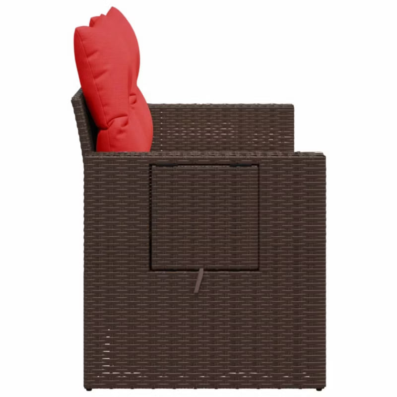 Havesofa Polybambrus 124x62 cm Brun med Hynder