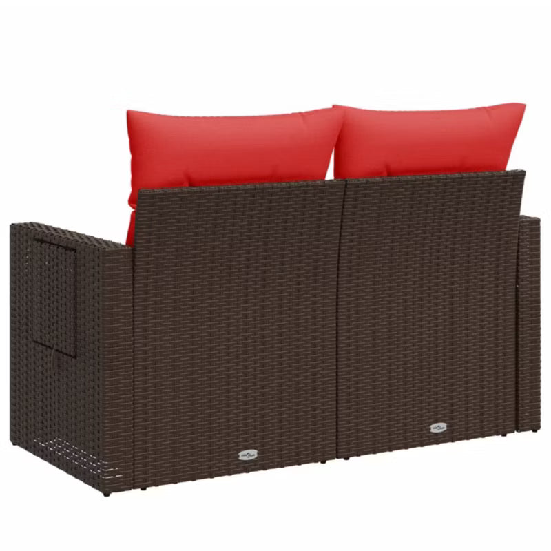 Havesofa Polybambrus 124x62 cm Brun med Hynder