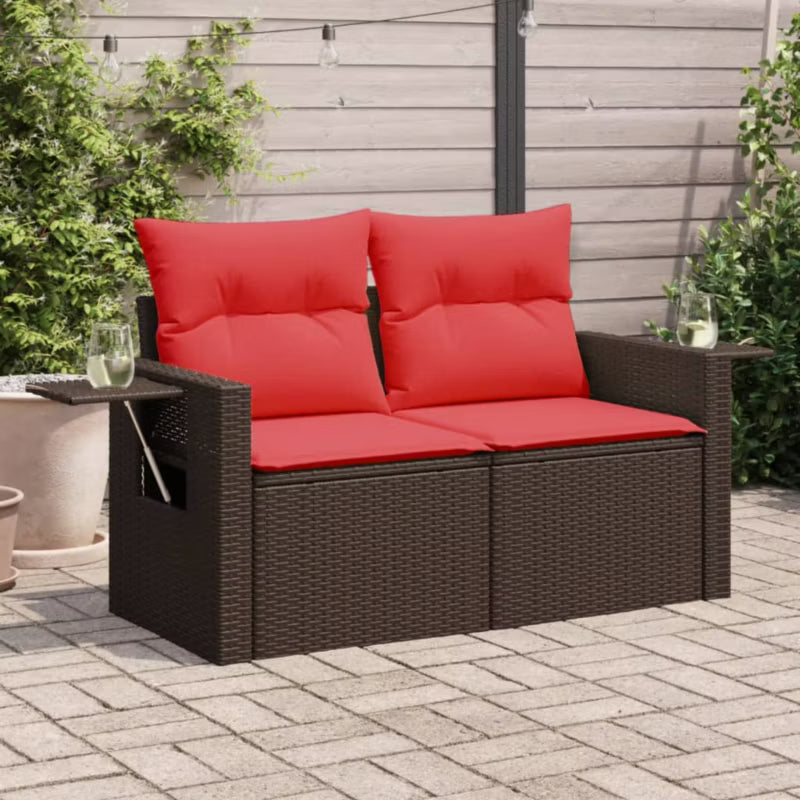 Havesofa Polybambrus 124x62 cm Brun med Hynder