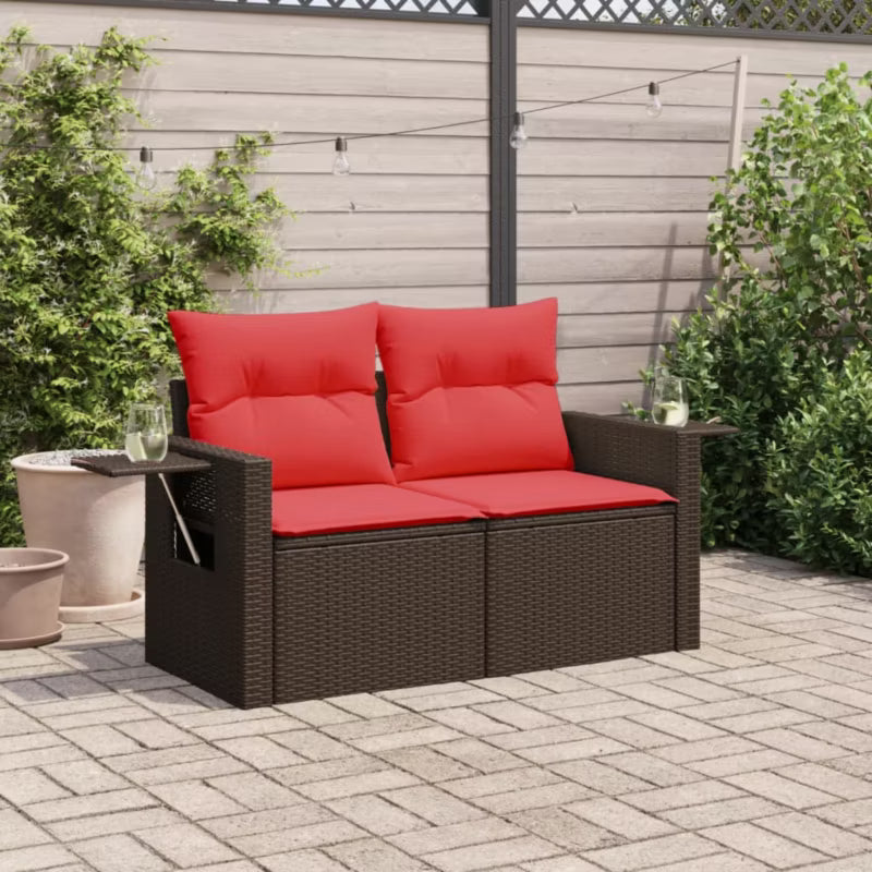 Havesofa Polybambrus 124x62 cm Brun med Hynder