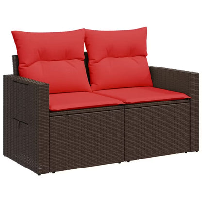 Havesofa Polybambrus 124x62 cm Brun med Hynder