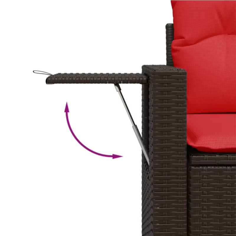 Havesofa Polybambrus 124x62 cm Brun med Hynder