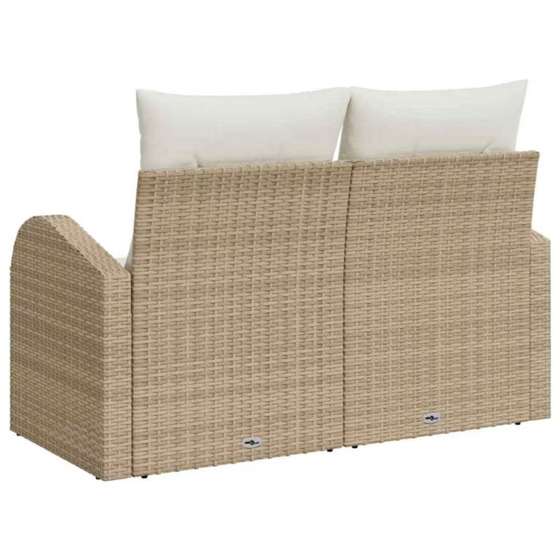 Havesofa Polyratan 124x62 cm Beige med Hynder
