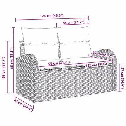 Havesofa Polyratan 124x62 cm Beige med Hynder