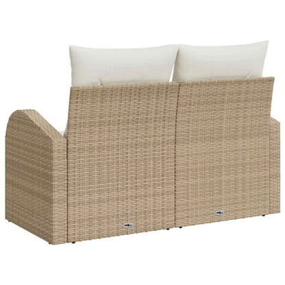 Havesofa Polyratan 124x62 cm Beige med Hynder