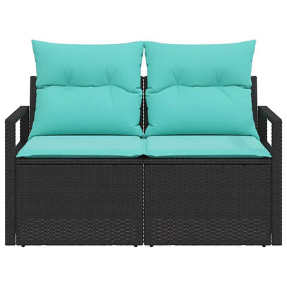 Havesofa Polyrattan 120x62 cm Sort med Hynder
