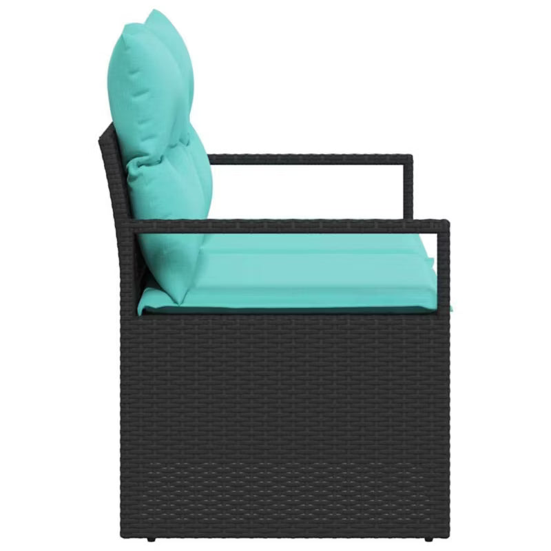 Havesofa Polyrattan 120x62 cm Sort med Hynder