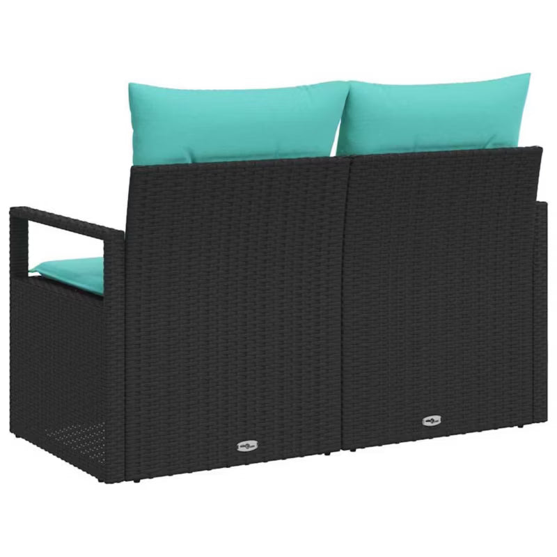 Havesofa Polyrattan 120x62 cm Sort med Hynder