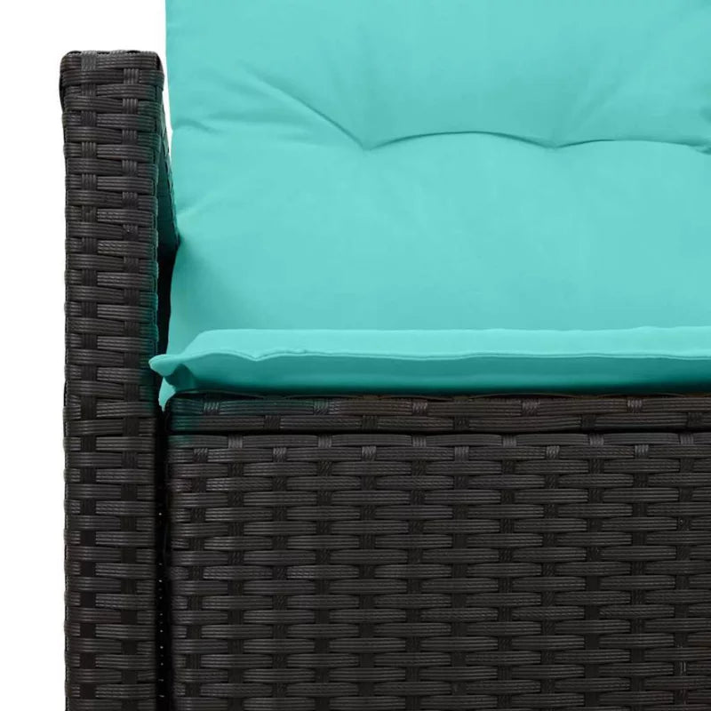 Havesofa Polyrattan 120x62 cm Sort med Hynder