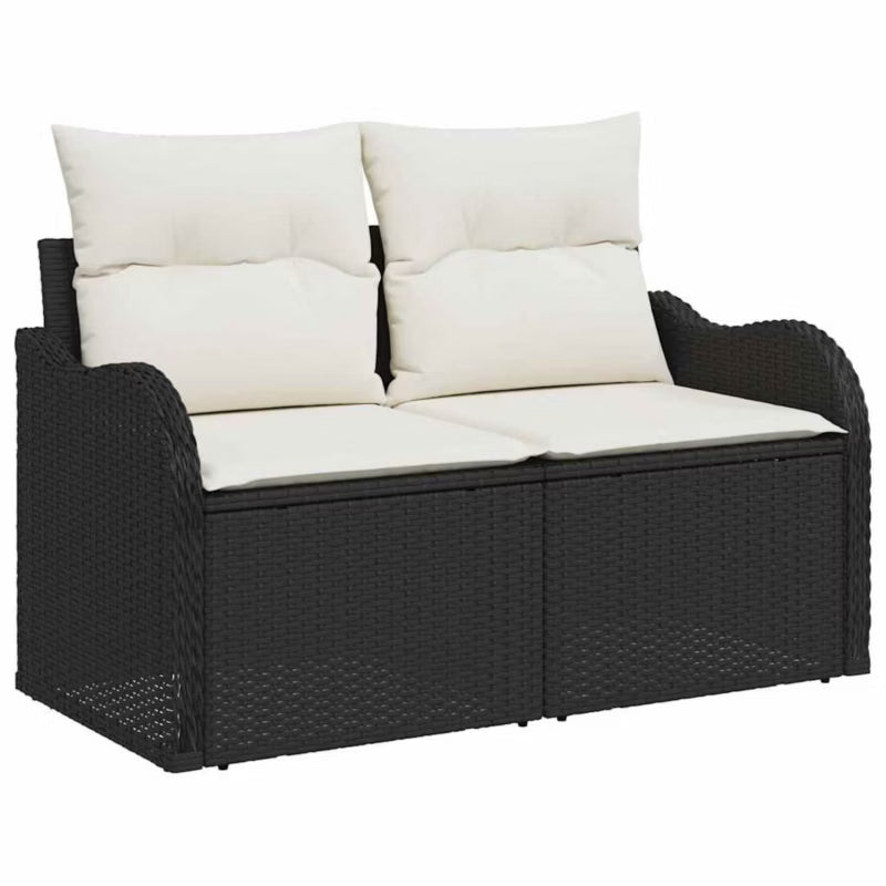 Havesofa Poly drama 121x62 cm Sort med Hynder
